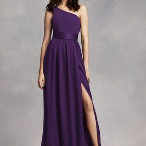 One Shoulder Dress with Satin Sash White by Vera Wang